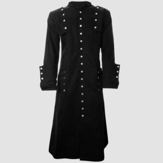 Walker Black Gothic Long Coat For Men