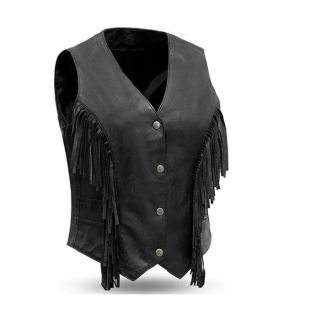 Womens Apache Motorcycle Vest Black leather vest for Womens Personlized Gift for Womens Short leather vest for Womens