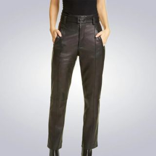 Womens Balck Leather Pants