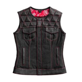Womens Black Denim Motorcycle Vest