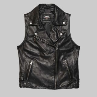Womens Celebration Embellished Leather Vest