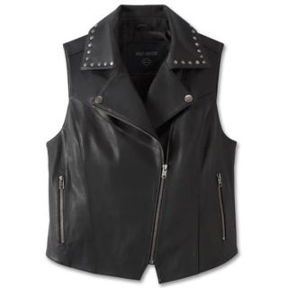 Womens Classic Eagle Studded Leather Vest