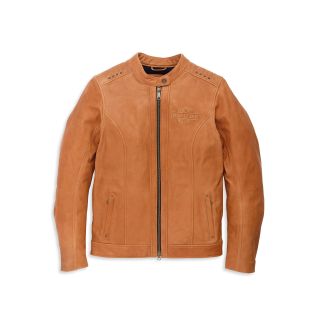 Womens Electra Mandarin Collar Studded Leather Jacket Tortoise