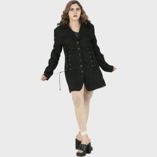 Womens Gothic Lace-Up Black Jacket
