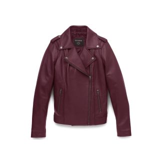 Womens Lisbon Debossed Casual Leather Jacket